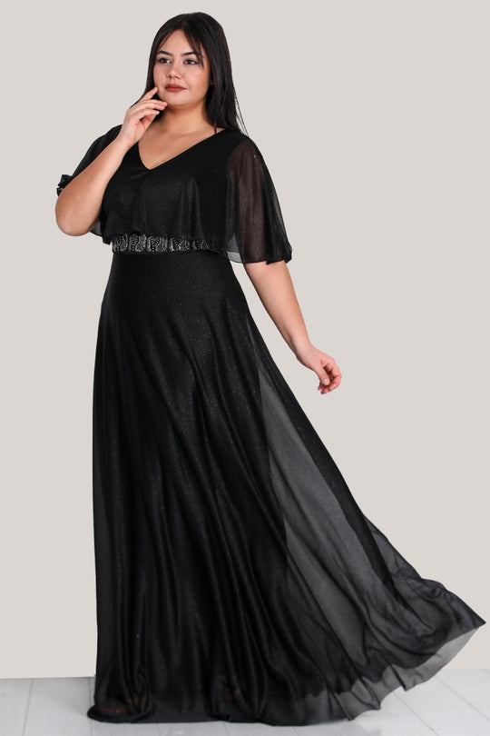 Pailletten - Abendkleid, Große Größen – Schwarz