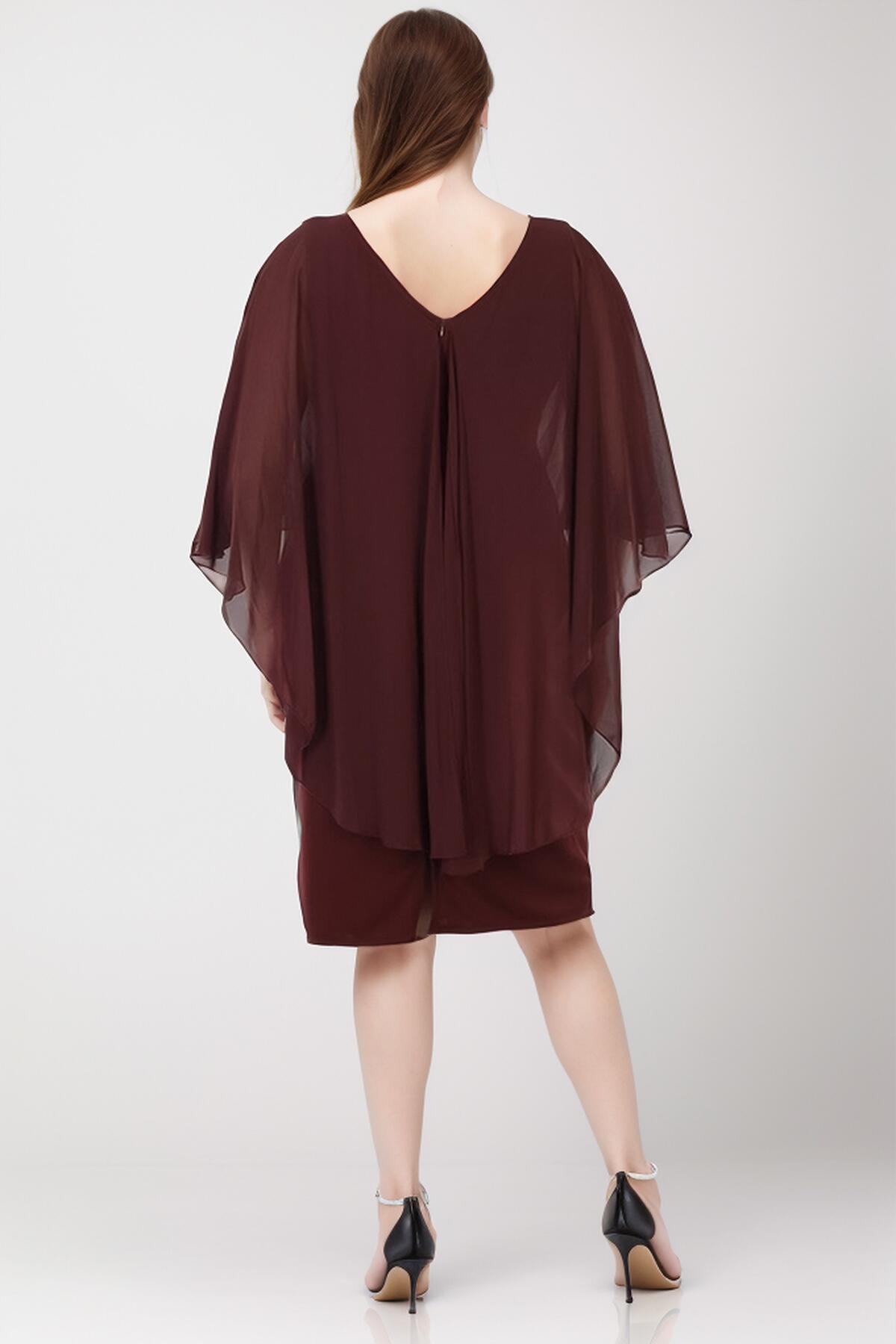 Chiffon Avondjurk – Grote Maat, Bordeaux