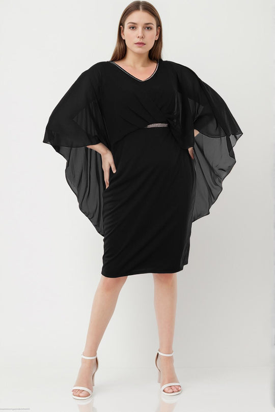 Chiffon - Abendkleid – Große Größe, Schwarz