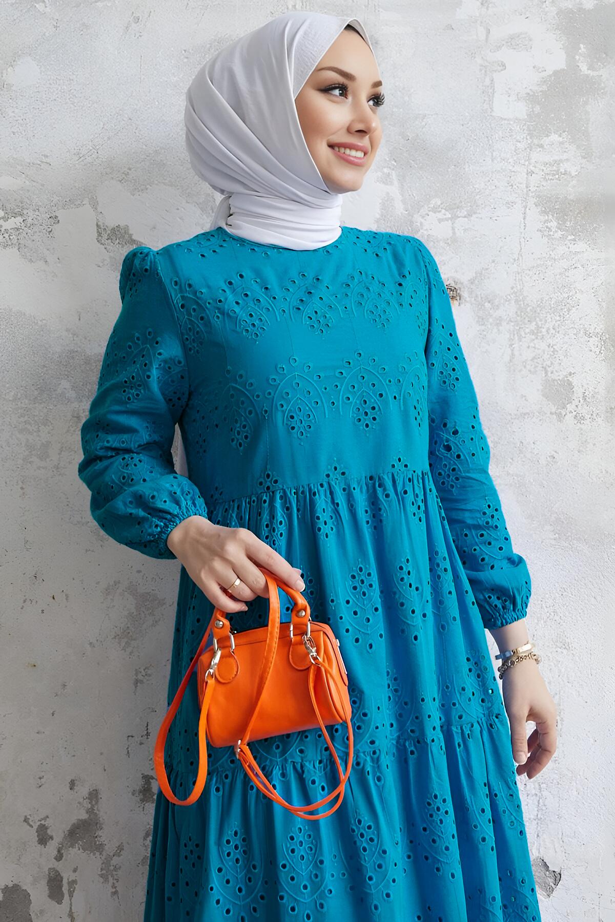 Turquoise Kanten Maxi - Jurk