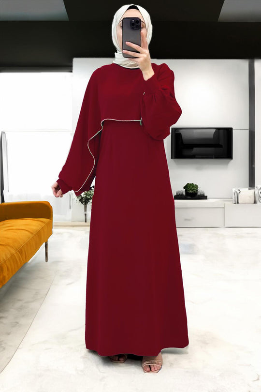 Long Crepe Dress — Burgundy