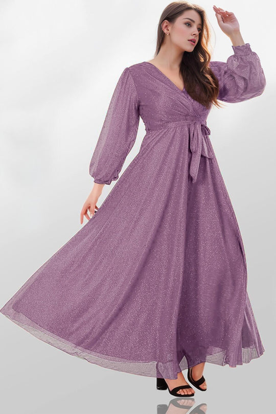 Abendkleid Mit Glitzer, Lang – Große Größen, Lila