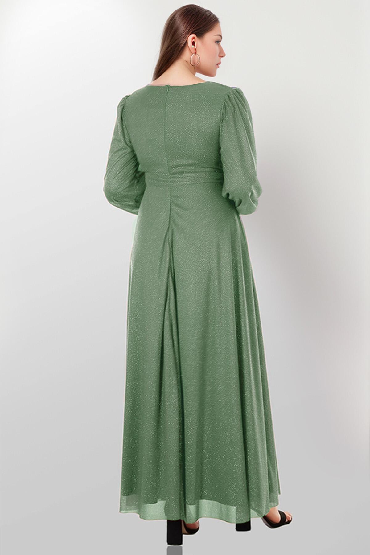 Maxi - Abendkleid In Großer Größe Mit Glitzer – Mint