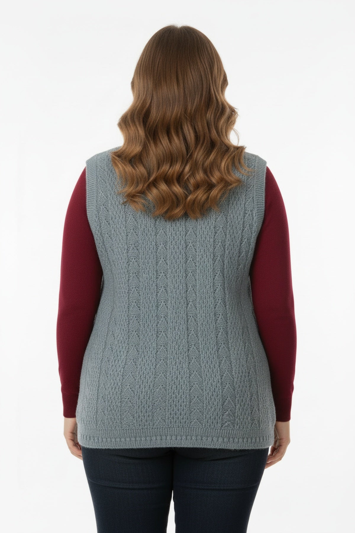 Plus - Size Gebreid Vest — Grijs