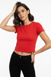 Kort Body - T - Shirt Met Ronde Hals — Rood