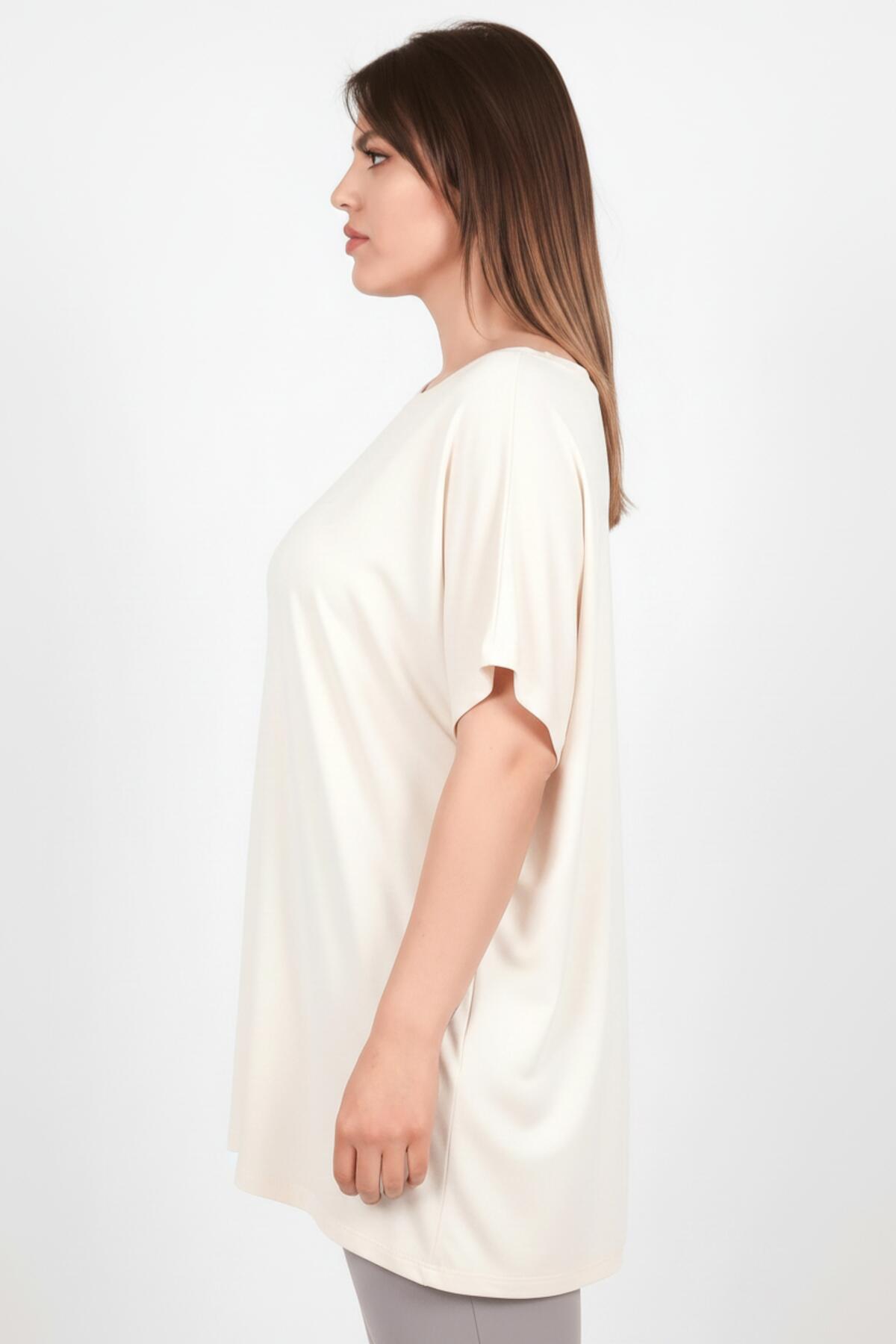 Plus - Size Off - White Dropped - Shoulder Blouse