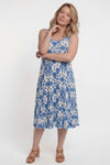 Patterned Cross‑Back Dress — Blue