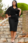 Robe De Soirée Midi Grande Taille Pailletée — Noir