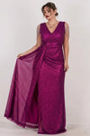 Robe De Soirée Fuchsia À Sequins Grande Taille Avec Chaîne À L'épaule