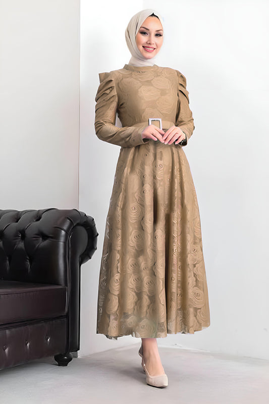 Langes Kleider Abaya Hijab Kleid Damen - NELB0007D4645BEJ