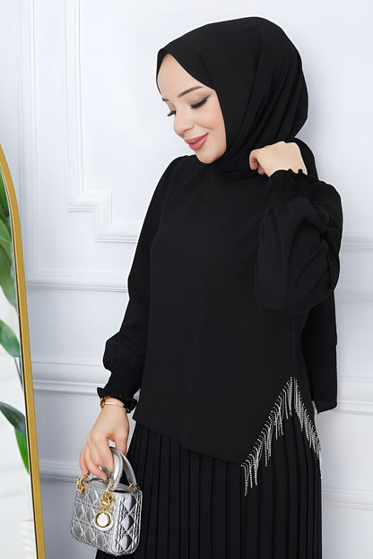 Zweiteiler Rock und Pullover Hijab Kleid Damen - NTKM0007D4797SYH