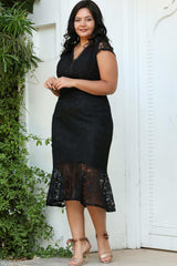 Robe De Soirée Midi Grande Taille — Noire