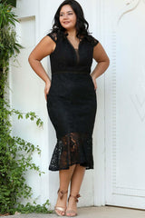 Robe De Soirée Midi Grande Taille — Noire
