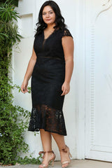 Robe De Soirée Midi Grande Taille — Noire