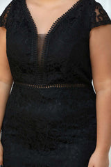 Robe De Soirée Midi Grande Taille — Noire