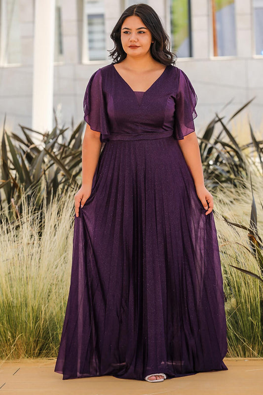 Glitzer - Abendkleid In Großen Größen – Lila