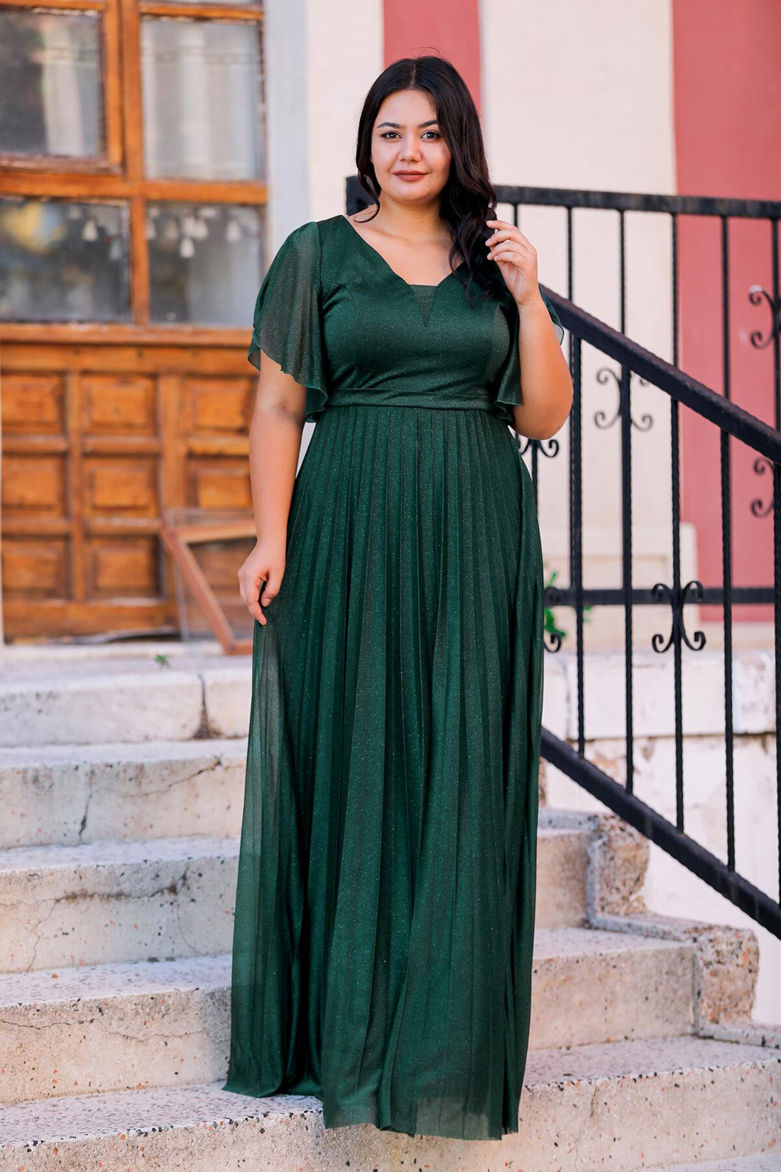 Robe De Soirée Pailletée Grande Taille — Émeraude