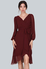 Robe Midi En Chiffon Bordeaux