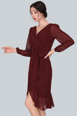 Robe Midi En Chiffon Bordeaux
