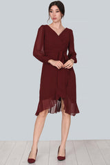 Robe Midi En Chiffon Bordeaux
