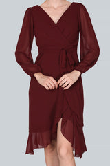 Robe Midi En Chiffon Bordeaux