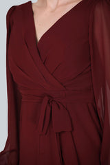 Robe Midi En Chiffon Bordeaux