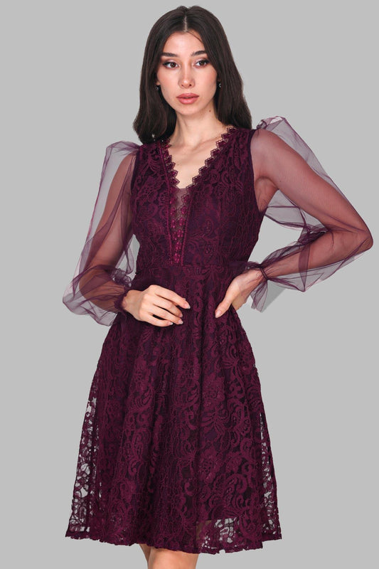 Spitzen - Abendkleid In Pflaume