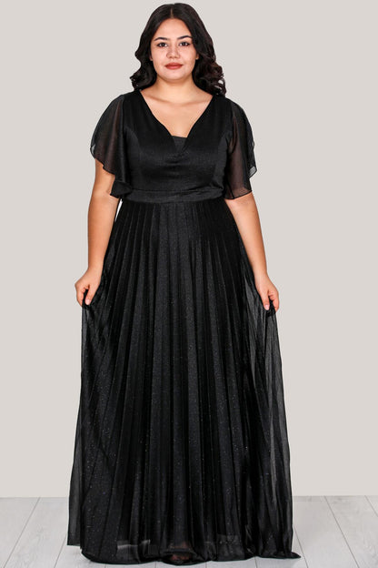 Glitzerndes Abendkleid (Große Größen) – Schwarz