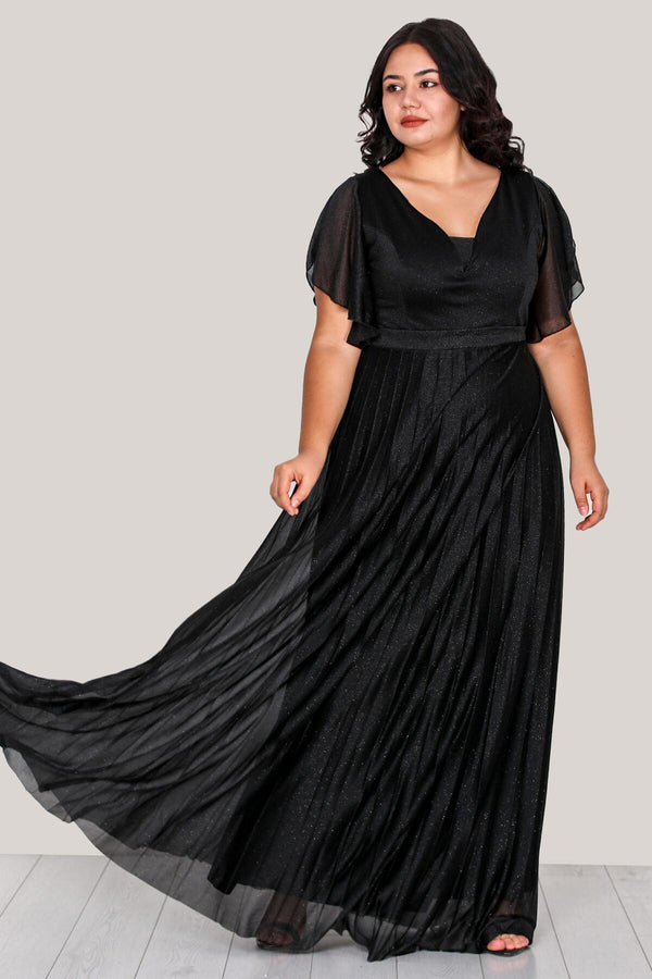 Glitzerndes Abendkleid (Große Größen) – Schwarz