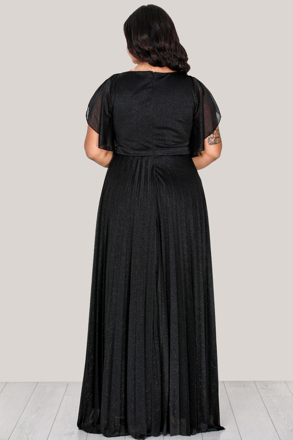 Glitzerndes Abendkleid (Große Größen) – Schwarz
