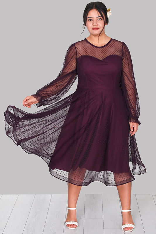 Dark Purple Plus - Size Evening Dress
