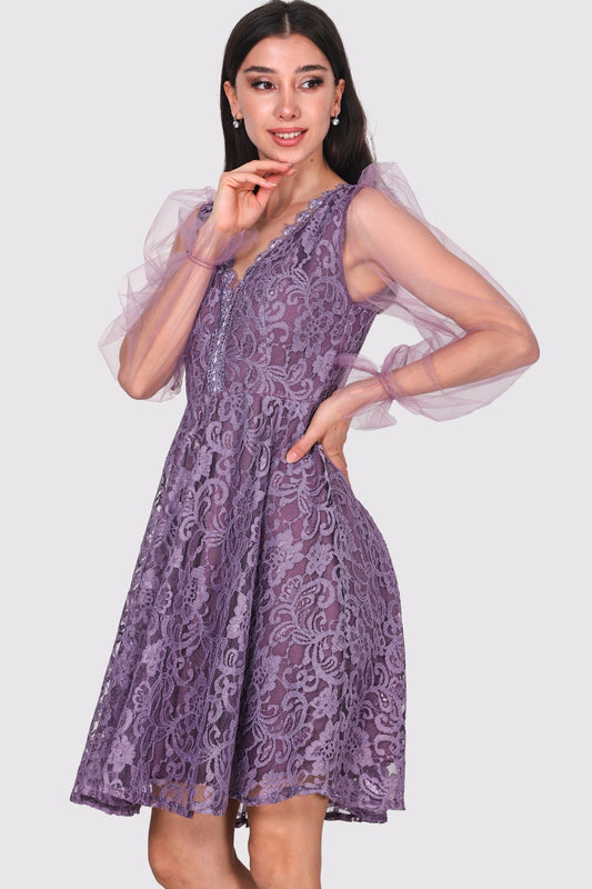 Lilac Lace Evening Dress