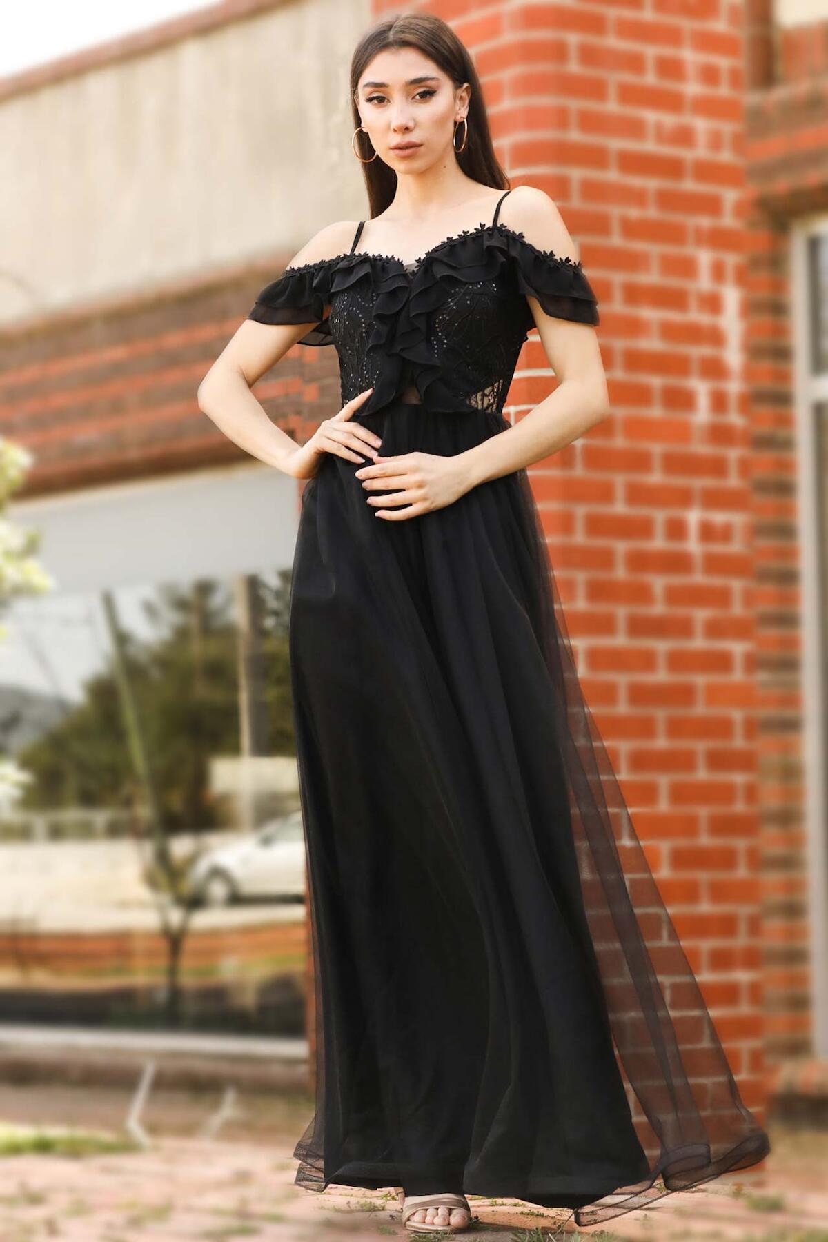 Langes Abendkleid – Schwarz