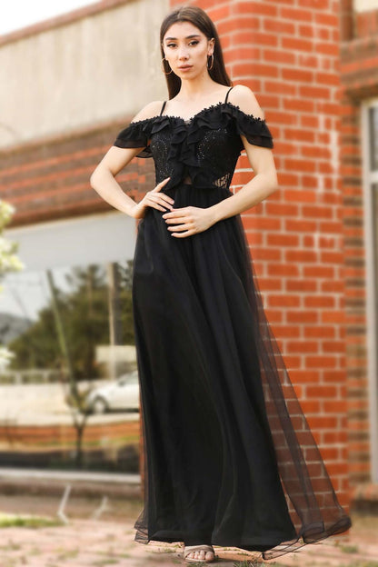 Langes Abendkleid – Schwarz