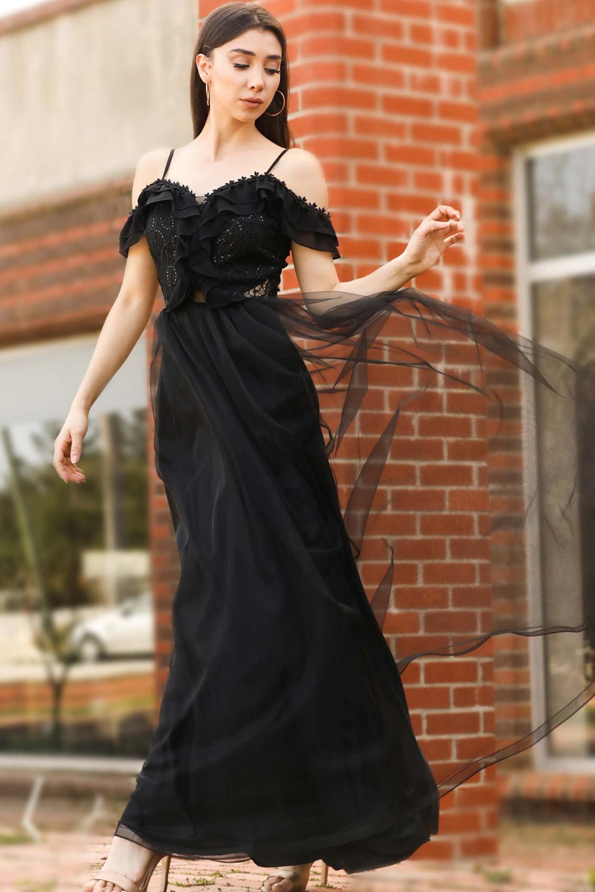 Langes Abendkleid – Schwarz