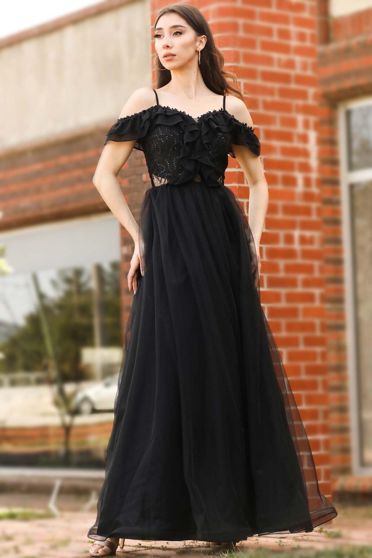 Langes Abendkleid – Schwarz