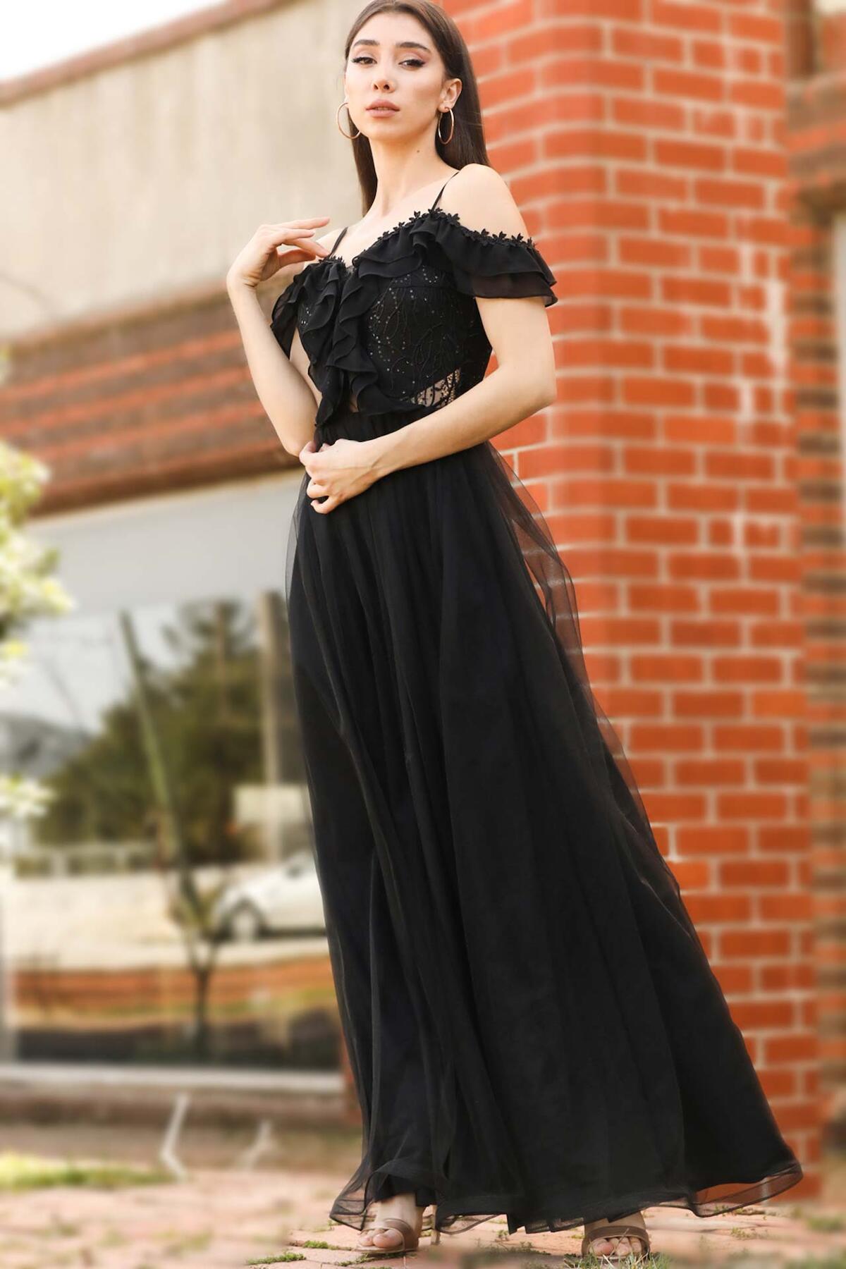 Langes Abendkleid – Schwarz