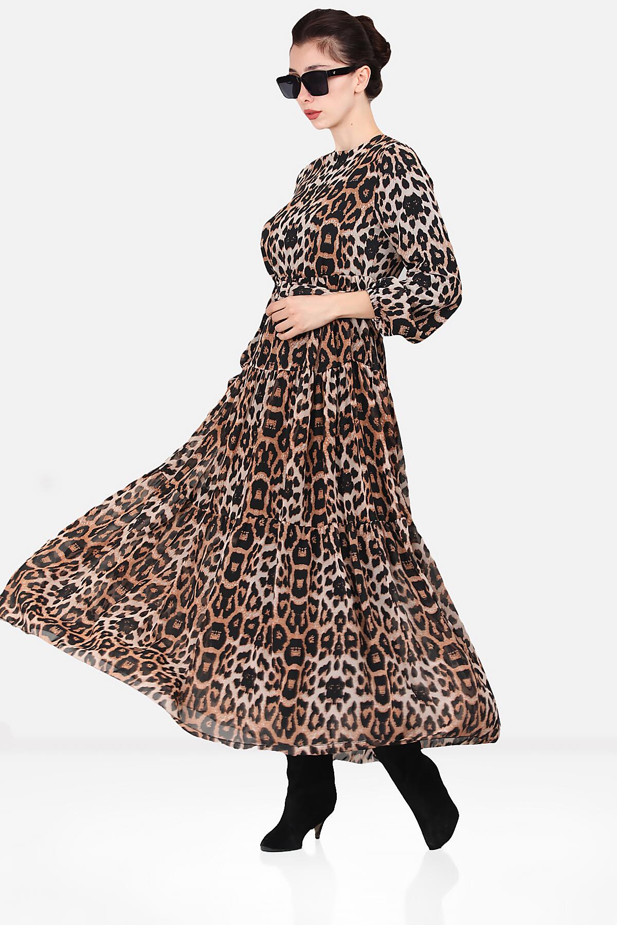 Lange chiffonjurk met luipaardprint voor dames - NELB0007D4515DS5