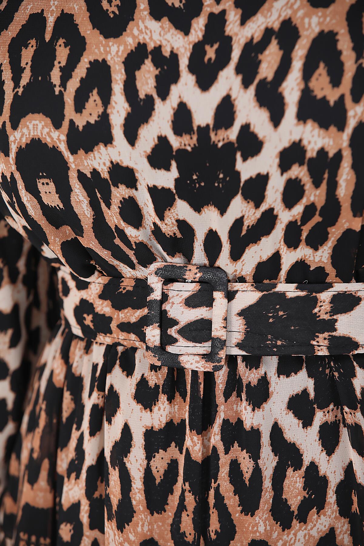 Lange chiffonjurk met luipaardprint voor dames - NELB0007D4515DS5