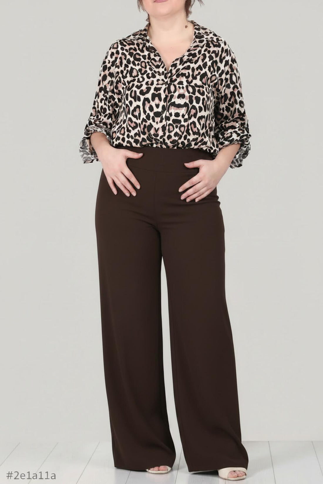 Pantalon Palazzo Grande Taille — Brun
