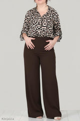Pantalon Palazzo Grande Taille — Brun