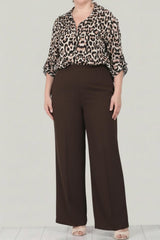 Pantalon Palazzo Grande Taille — Brun