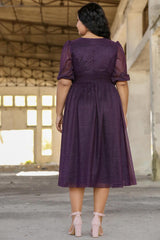 Robe De Soirée Grande Taille À Taille Plissée — Violet Foncé