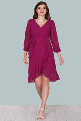 Robe Midi En Chiffon Fuchsia