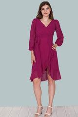 Robe Midi En Chiffon Fuchsia
