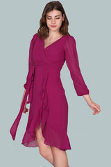 Robe Midi En Chiffon Fuchsia