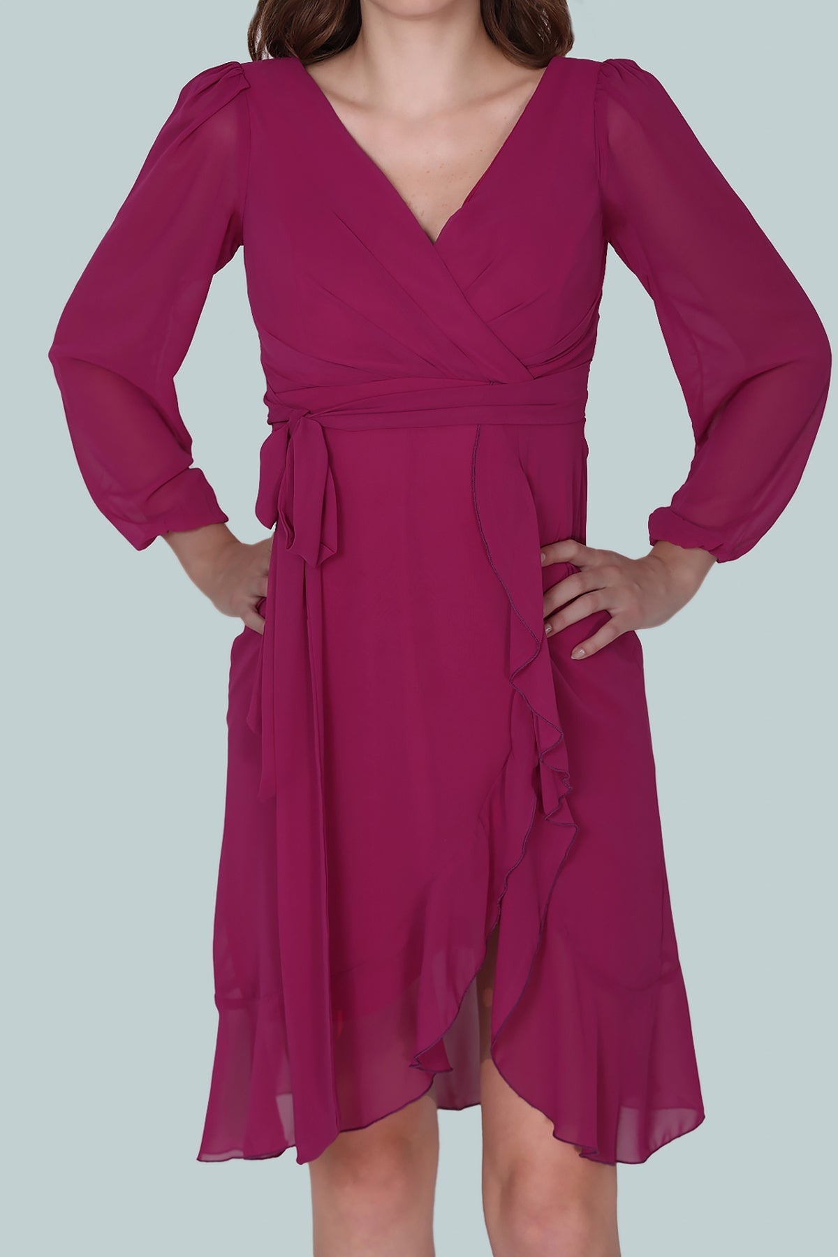 Fuchsia Chiffon Midi - Jurk