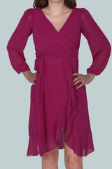 Robe Midi En Chiffon Fuchsia