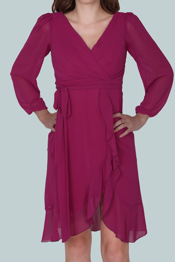 Fuchsia Chiffon Midi - Jurk