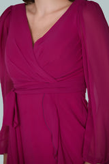 Robe Midi En Chiffon Fuchsia